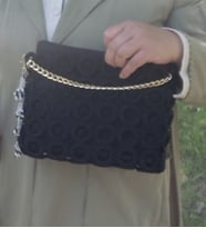 20*25 cm El Örgüsü Siyah Halkalı Portföy