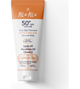 All In All Is Hyalüronik Asit ve Jojoba Yağı Içeren Spf 50+ Tüm Ciltler Için Yüksek Korumalı Güneş Kremi