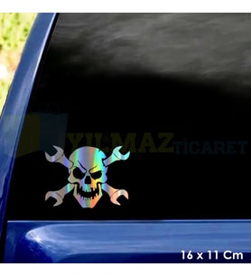 Kuru Kafa Tamirci Hologram Motosiklet Araba Oto Sticker Çıkartma Etiket Çıkartma 16 x 11 Cm