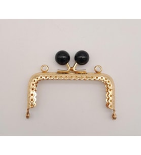 Angel Çanta Aksesuar 8.5 cm Siyah Toplu Çanta Klipsi Çanta Bursu Light Gold Metal