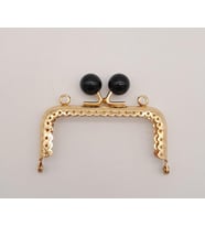 Angel Çanta Aksesuar 8.5 cm Siyah Toplu Çanta Klipsi Çanta Bursu Light Gold Metal