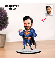 KİŞİYE ÖZEL KARİKATÜR SÜPERMEN TASARIMLI ERKEK BİBLO XKB8