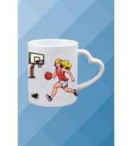Basketboll Temalı Kadın Oyuncu Baskılı Kalpli Kulp Kupa Bardak Çay Kahve Fincanı-1