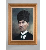 Çerçeveli Paspartulu Atatürk Tablo a65 (Gold)