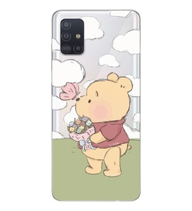 Samsung Galaxy A51 Uyumlu Winnie The Pooh Tasarımlı Şeffaf Telefon Kılıfı