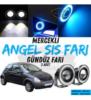 Ford Ka 1996-2008 Uyumlu Mercekli Angel Sis Farı Metal 76 mm Buz Mavi Halkalı Gündüz Farı 2 Adet