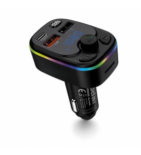 Bluetooth 5.3 Fm Transmitter Pd 20W Şarj Cihazlı Led Ekranlı Rgb Aydınlatmalı Siyah ND1100
