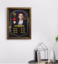 BK Gift Kişiye Özel Doğal Masif Ahşap Çerçeveli Tablo 45x65cm Futbolcu Kartı-7