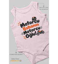 Motorcu Babanın Motorcu Oğlu Sıfır Kol Bebek Zıbını %100 Pamuk