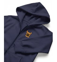 Erkek French Bulldog Baskılı Oversize Fermuarlı Hoodie (Lacivert)