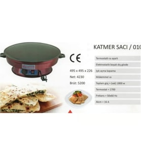 Uğur Büyük Boy Elektrikli Katmer Sacı Termostatlı 2000W Uğur (Siyah-Kırmızı-Krem)