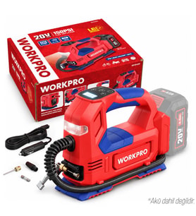 WORKPRO WP394010 20V/12Volt 150 PSI Ayarlanabilir Dijital Basınç Göstergeli Hava Pompası (Aküsüz)