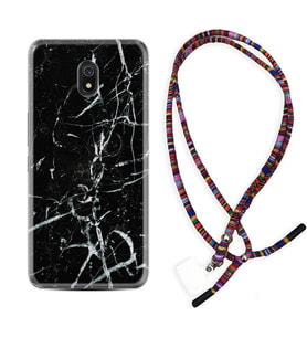 Xiaomi Redmi 8A 8 Pro 9C 9T 10C 11T Pro Kılıf Boyun Asklı Rasta Silikon Black Marble 3 1382