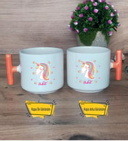 Unicorn Kupa Bardak T Turuncu Kulplu Kadın Arkadaşa Doğum Günü Hediyesi