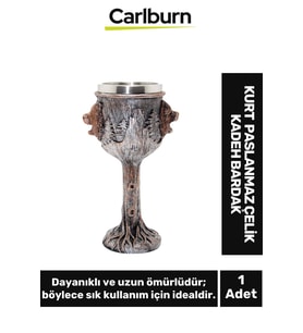 Özel Tasarım Dekoratif Şık Hediyelik Sevgili Arkadaş Kurt Paslanmaz Çelik Kadeh Bardak 19*7 Cm