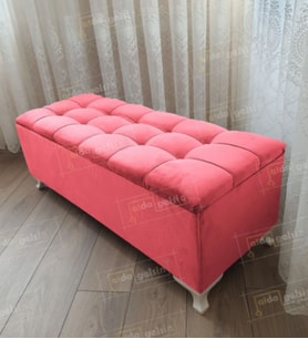 Yeni Model Lüks Çizgi Kapitoneli Sandıklı Puf Bench 100 Cm (Pembe)