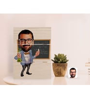BK Gift Kişiye Özel Erkek Kimya Öğretmeni Karikatürlü Otantik Masaüstü Ahşap Palet Çerçeve-1 (Beyaz)