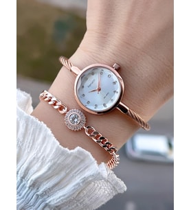 Ferrucci Küçük Vintage Kasa Çelik Kordon 2 Yıl Garantili 3 Atm Kadın Kol Saati+Bileklik Ff.01142.3