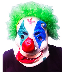 Yeşil Renk Afro Bonus Peruklu Palyaço Lateks Et Maske