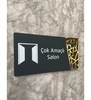 Çok Amaçlı Salon Kapı Yönlendirme Levhası Oda İsimliği 24x12 Cm