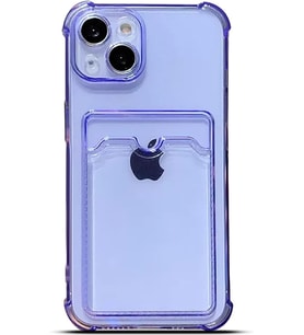 Teknomoda Apple iPhone 15 Kılıf Kartlıklı Anti Şok Korumalı Şeffaf Silikon Lila