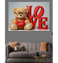 Love Yazılı Ayıcıklı Romantik Tablo Dekoratif Kanvas - Mdf Ahşap Tablo