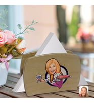 BK Gift Kişiye Özel Kadın Chef Karikatürlü Lüks Ahşap Peçetelik-13