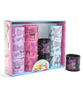 Kuromi Baskılı Magic Spring Stres Yayı - Standlı Mor Ve Siyah Renk 12'li Seti Alk3987