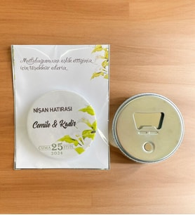 10 Adet Söz, Nişan, Nikah, Düğün Hediyesi Buton Açacak Magnet Kart ve Ambalajlı Tek Tek (btnmg14)