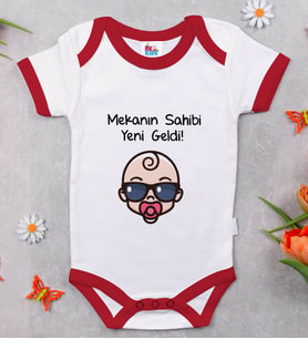 BK Kids Mekanın Sahibi Yeni Geldi Tasarımlı Kırmızı Bebek Body Zıbın-1
