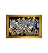 Hayvanlar Temalı Kanvas Tablo 50 x 70 cm Gold Çerçeve