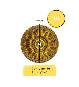 Dekoratif Polimer 40 cm Avize Göbeği (Kahverengi)