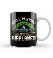 Funny Pilot Still Playing With Airplanes Pun Kupa Bardak Porselen