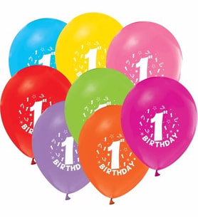 1 Yaş Baskılı Karışık Renk Balon 25 Adet ( Balonlar Sönüktür)