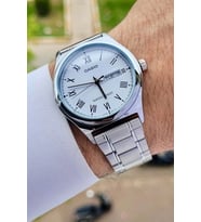 Casio CSISTE15 Kadranı Beyaz Kordonu Gümüş Renk Takvim ve Günlü Hediye Paketli Erkek Kol Saati