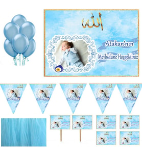 Erkek Bebek Mevlüdü Süsleme ve Magnet Seti-
