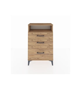 Arges Komodin Tek Raflı 3 Çekmeceli 60x30x96 Çam-Çam