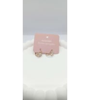 Gold Rose Renk Baget Taşlı Mini Halka Küpe