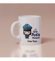 Kadın Polis Memuru Baskılı Kupa Kişiye Özel