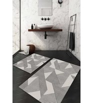 Dijital Baskılı Kaymaz Taban Yıkanabilir 2'li Klozet Takımı Banyo Paspası NDKZ-HT-503 (Gri)