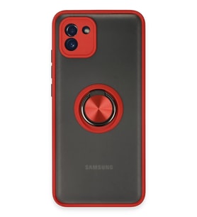 Galaxy A03 Kılıf Montreal Yüzüklü Silikon Kapak - Kırmızı