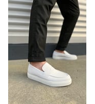 JY180 Estilo X Bağcıksız Cilt Erkek Günlük Spor Klasik Ayakkabı CBT - Beyaz