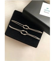 Unisex Çift Düğüm Bileklik(gümüş-gümüş)