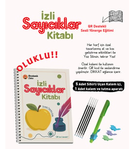 İzli Sayıcıklar Kitabı Oluklu( 1 adet sihirli uçan kalem- tutma aparatı, 5 adet kalem içi)