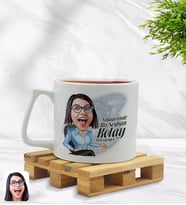 BK Gift Kişiye Özel Kadın Kolay Yetişmiyor Karikatürlü Middle Beyaz Kupa Bardak Model 2