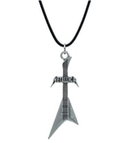 Metallica Elektro Gitar Deri ip Kolye - Gümüş Kaplama - Kadın Erkek Kolye - No:1034