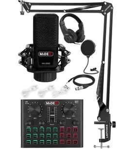 Midex MX-2020 Live Set Efektli Ses Kartı Mikrofon Stand Kayıt Canlı Yayın Seti (PC ve Telefon)