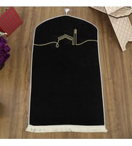 El Kuba Lüks Astarlı Biyeli Seccade Siyah (66X125cm) 565 gr