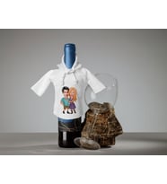 BK Gift Kişiye Özel Sevgililer Karikatürlü Mini Beyaz İçki Şişesi Tişörtü , Ev Bar Dekoru, Viski, Şarap, Votka, Rakı Şişesi Tişörtü, Ev Barı-29