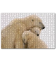 Cakapuzzle Kutup Ayısı ve Sevimli Yavruları Kar Arkaplan  Puzzle Yapboz MDF (Ahşap) (120 Parça)
